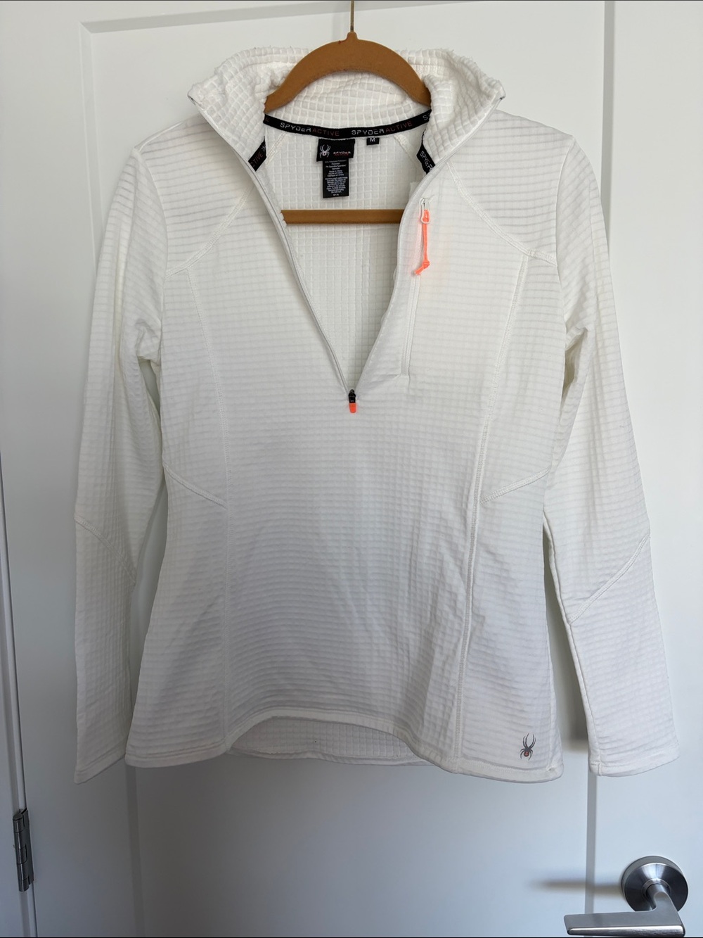 Spyder Women's White Quarter-Zip Hoodie with Neon Accent